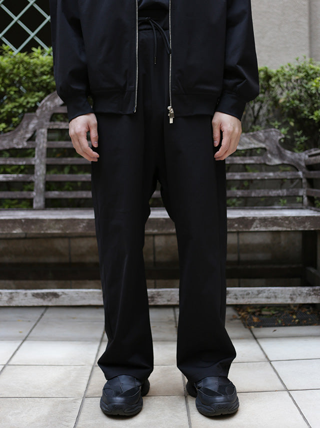 PE HIGH GAUGE JERSEY SAROUEL EASY TROUSERS-BLACK