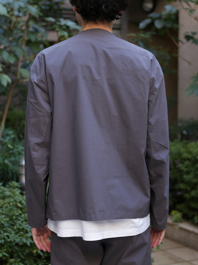 CO STRETCH TYPEWRITER COLLARLESS BLOUSON-D.GRAY