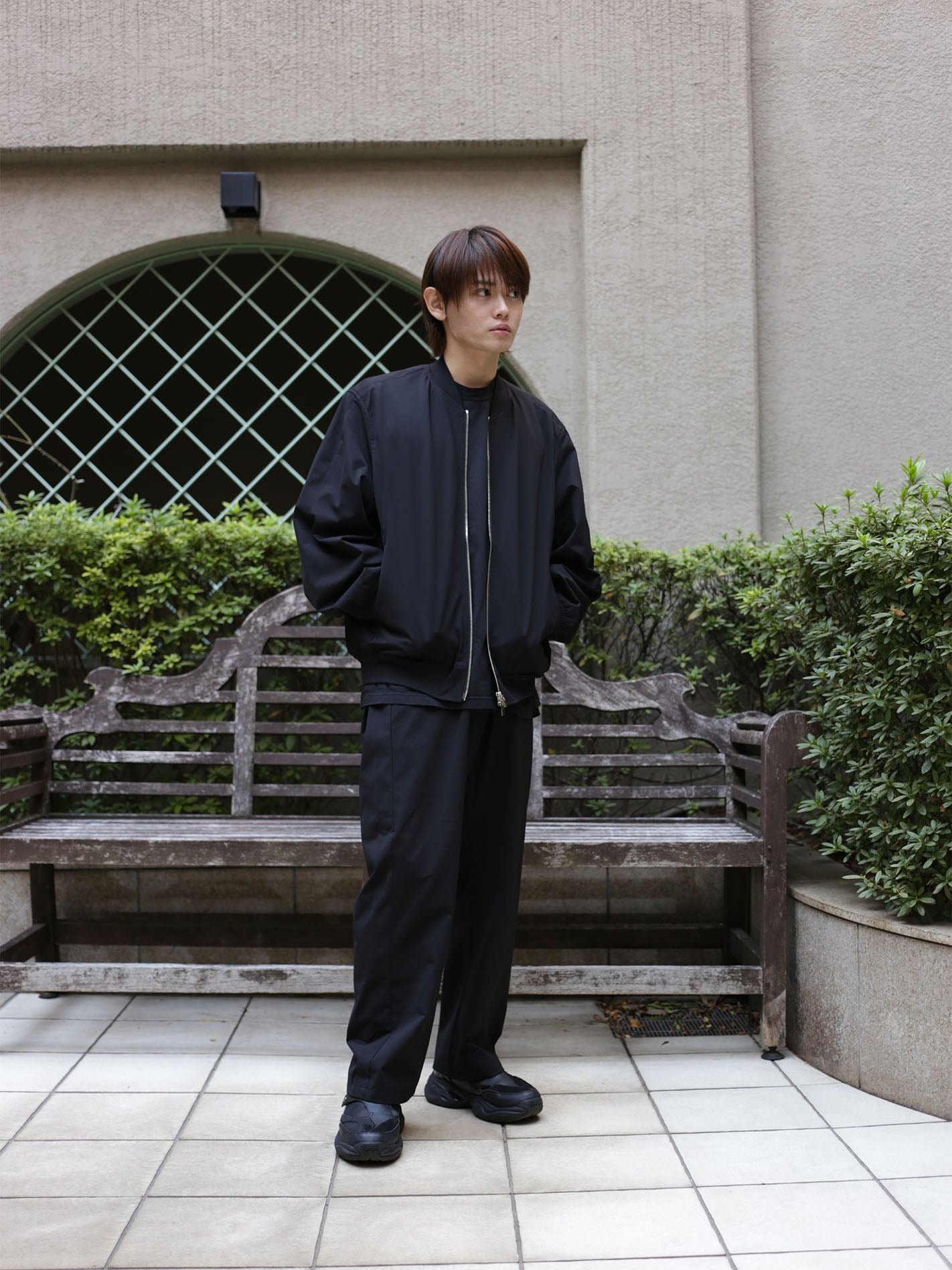 PE HIGH GAUGE JERSEY SAROUEL EASY TROUSERS-BLACK