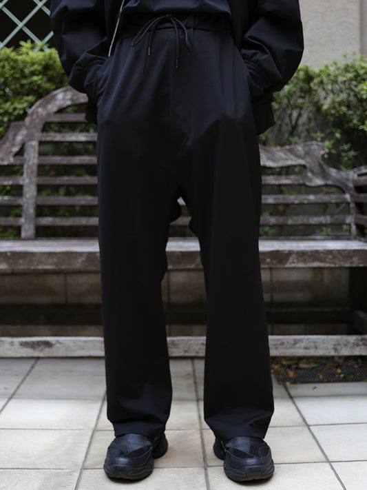 PE HIGH GAUGE JERSEY SAROUEL EASY TROUSERS-BLACK